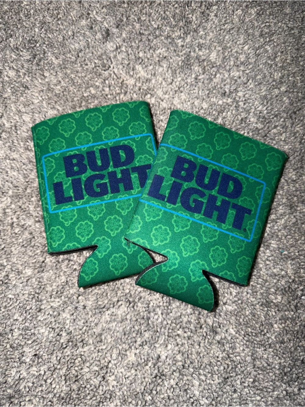 NEW Bud Light Budweiser Green Neoprene Can Koozie - Pair St Patty’s Day